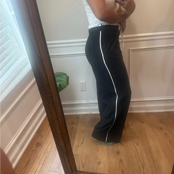 NWT Zara Black Wide Leg Pants with White Drawstring - Picture 4 of 8